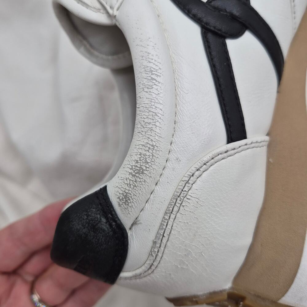 Veronica Beard Valentina low-top sneakers white leather camel suede women size 8 - Picture 10 of 11